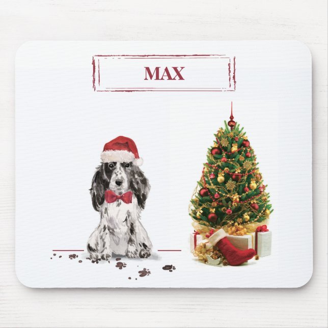 Cocker Spaniel Rolig Jul Hund med Träd Musmatta (Framsidan)