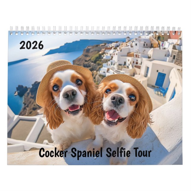 Cocker Spaniel Selfie-turné - Resekalender Kalender (Omslag)