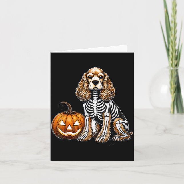 Cocker Spaniel Skelett Jack O Lantern Rolig Hund Kort (Framsida)