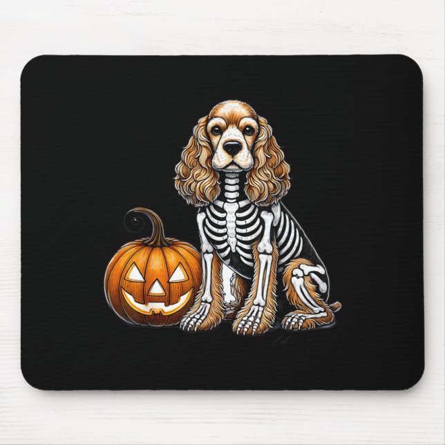 Cocker Spaniel Skelett Jack O Lantern Rolig Hund Musmatta (Framsidan)
