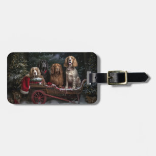 Cocker Spaniel Snöig Släd Jul Dekoration Bagagebricka