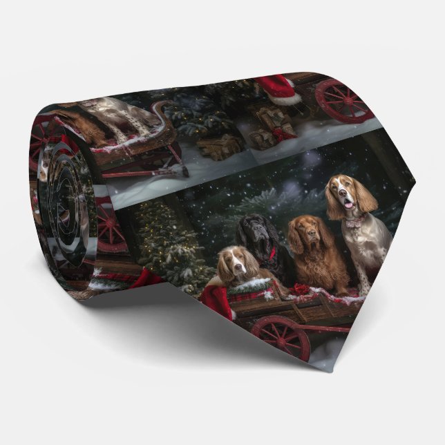 Cocker Spaniel Snöig Släd Jul Dekoration Slips (Rullad)