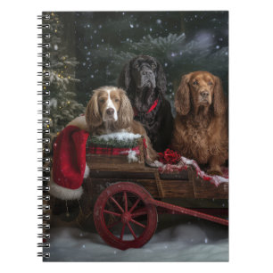 Cocker Spaniel Snöig Släde Jul Dekoration Anteckningsbok
