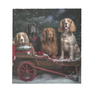 Cocker Spaniel Snöig släde juldekoration Anteckningsblock