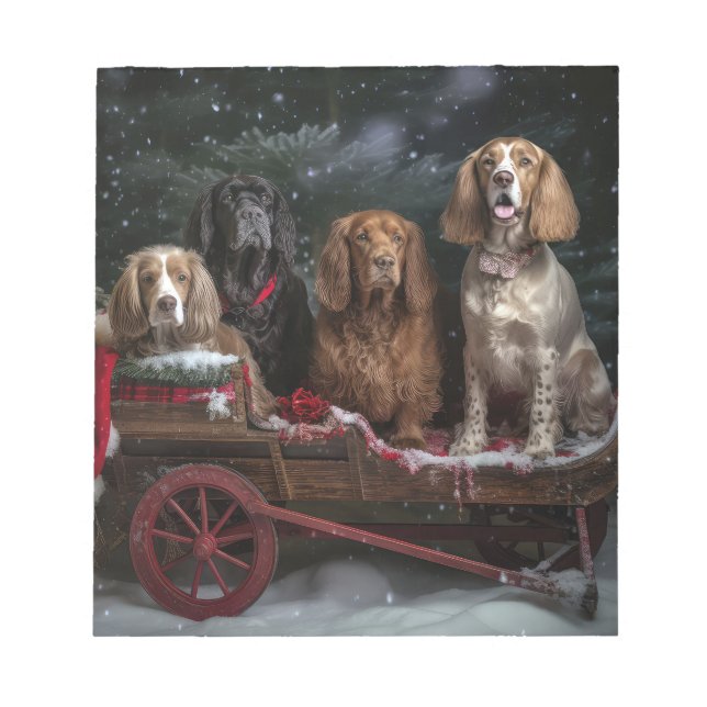 Cocker Spaniel Snöig släde juldekoration  Anteckningsblock (Framsida)