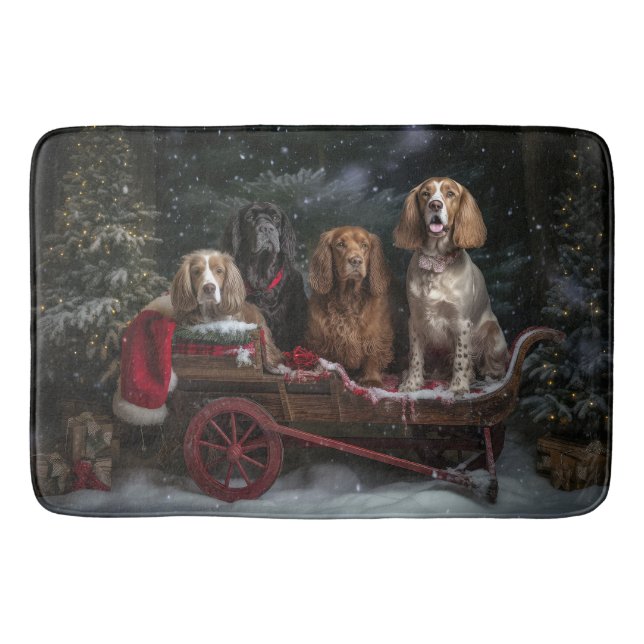 Cocker Spaniel Snöig släde juldekoration  Badrumsmatta (Framsidan)