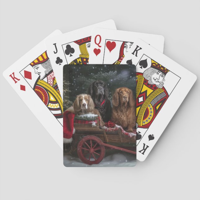 Cocker Spaniel Snöig släde juldekoration  Casinokort (Baksidan)