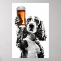 Cocker Spaniel som dricker öl Konst Rolig hundälsk