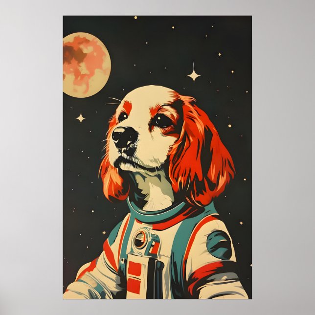 Cocker Spaniel Spaniel Astronaut Affisch, Cocker Poster (Framsidan)