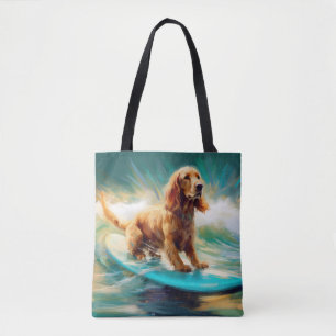 Cocker Spaniel Strand Surfing Målning Tygkasse