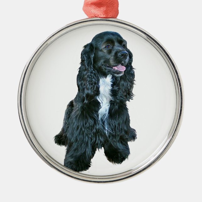 Cocker Spaniel - Svart #2 Julgransprydnad Metall (Framsidan)