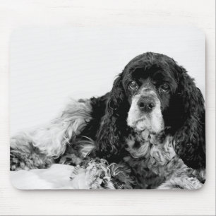 Cocker Spaniel Svart och Vit Musmatta