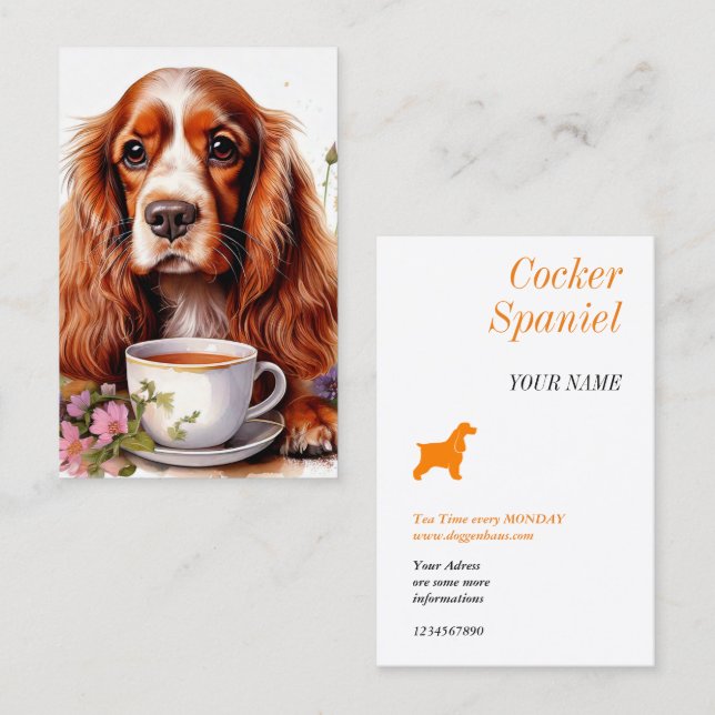 Cocker Spaniel svart vit Visitkort (Fram/baksida)
