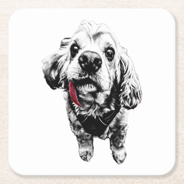 Cocker Spaniel –  Tekopp med Attityd Underlägg Papper Kvadrat (Framsidan)