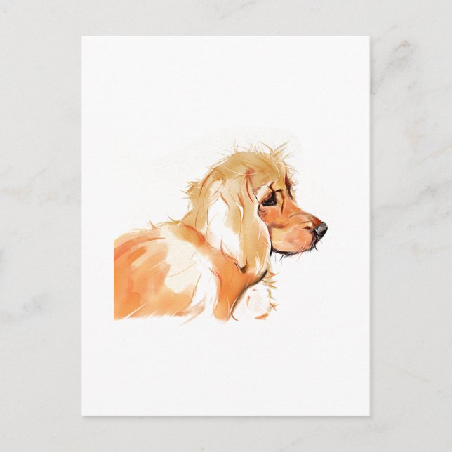 Cocker Spaniel Välkomstkort, Akvarell Vykort (Framsida)