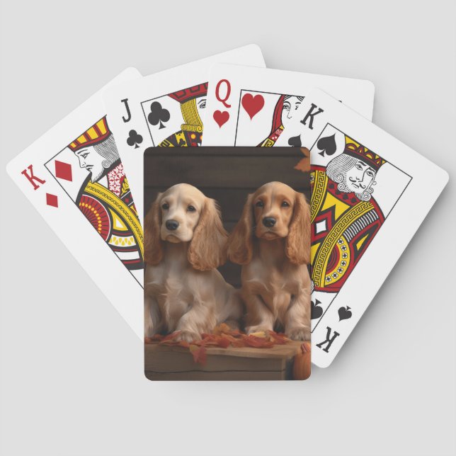 Cocker Spaniel Valp Höstglädje Pumpa Casinokort (Baksidan)