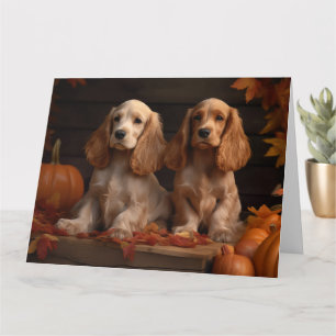 Cocker Spaniel Valp Höstglädje Pumpa Kort