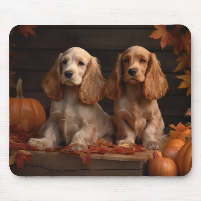 Cocker Spaniel Valp Höstglädje Pumpa Musmatta (Framsidan)