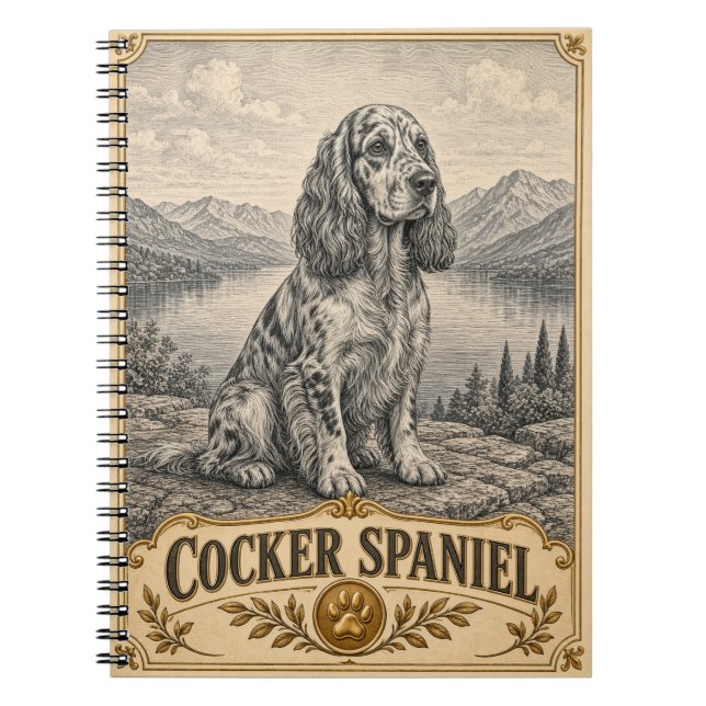 Cocker Spaniel, Vintage Heritage Hund Anteckningsbok (Framsidan)