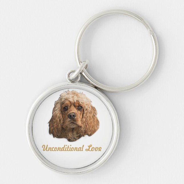 cocker spanielar rund silverfärgad nyckelring (Framsidan)