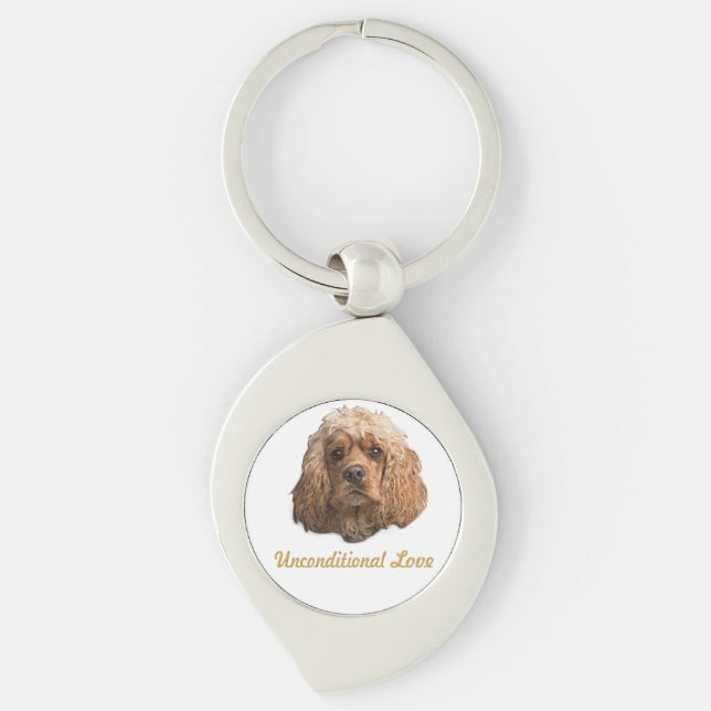 cocker spanielar swirl silverfärgad nyckelring (Framsidan)