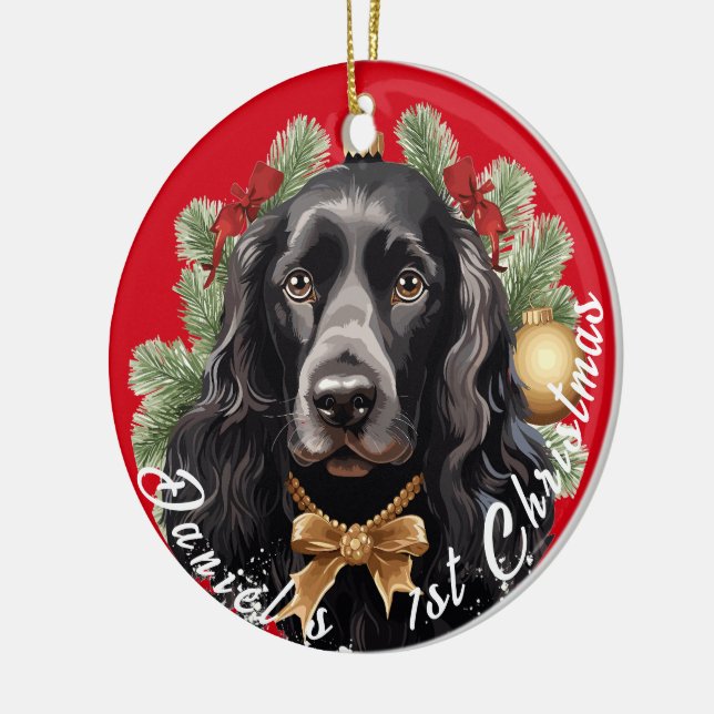 Cocker Spaniels första jul Julgransprydnad Keramik (Vänster)
