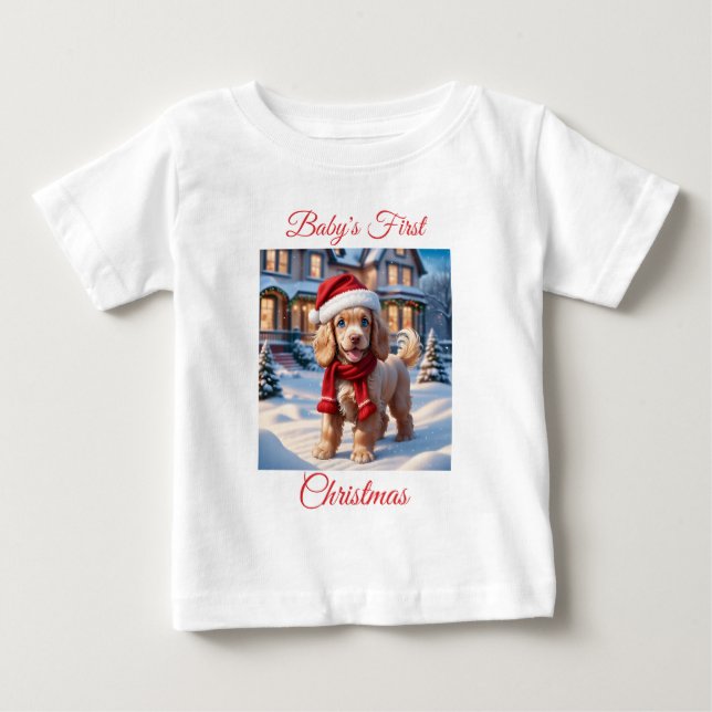 Cocker Spaniels första jul T Shirt (Framsida)