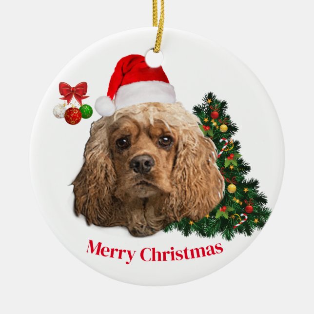 Cocker Spaniels Julgransprydnad Keramik (Framsidan)