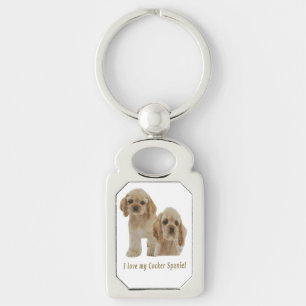 cocker spaniels rektangulärt silverfärgad nyckelring
