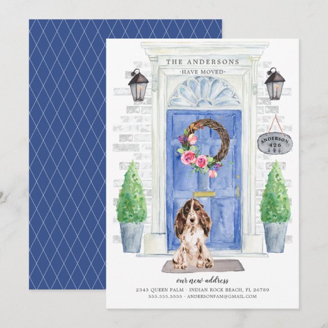 Cocker Spansk Front Door Flytta Announcement Inbjudningar (Fram/baksida)