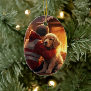 Cocker Spansk julprydnad, Fireman Pet Julgransprydnad Keramik