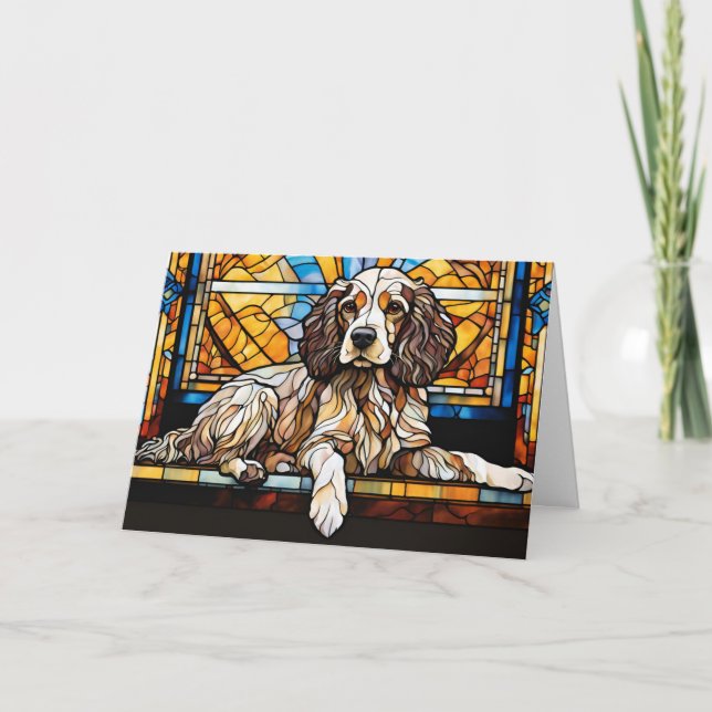 Cocker Spansk Nedfläckad Glas Kort (Framsida)