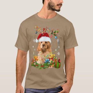 Cocker Spansk Reindeer jul Ljus Rolig hund T Shirt