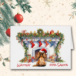 Cocker Spanska Hund Santa Wait Julfireplace Hälsningskort