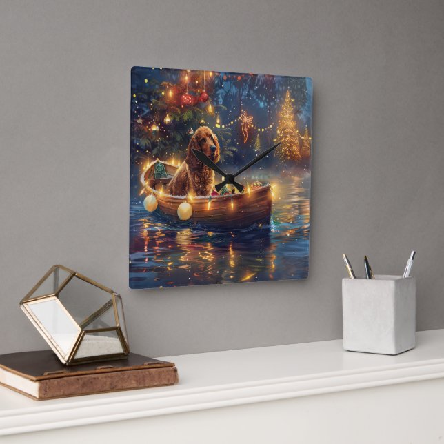 Cocker Spanska julfesten Fyrkantig Klocka (Kontor)