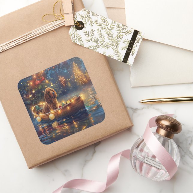 Cocker Spanska julfesten Fyrkantigt Klistermärke (Gifting)