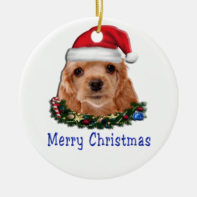 Cocker Spanska Julgransprydnad Keramik (Framsidan)