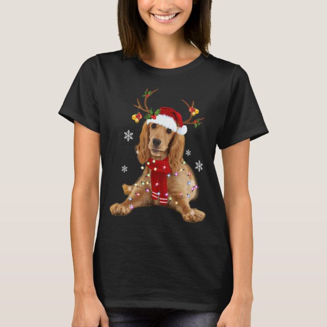 Cocker Spanska julrenen Ljus T Shirt (Framsida)