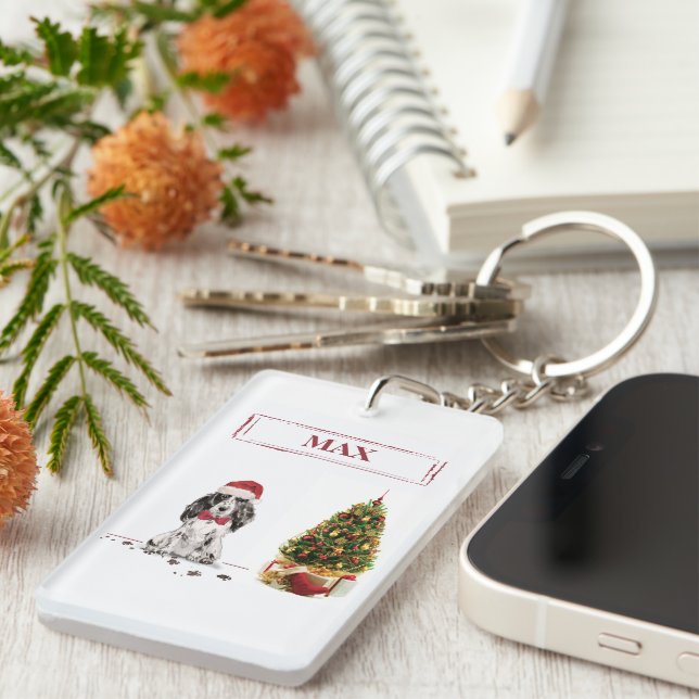 Cocker Spanska jultomten Hund med Träd (Högra Framsidan)