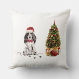 Cocker Spanska jultomten Hund med Träd Kudde