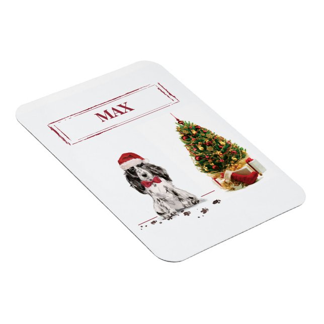 Cocker Spanska jultomten Hund med Träd Magnet (Högersidan)