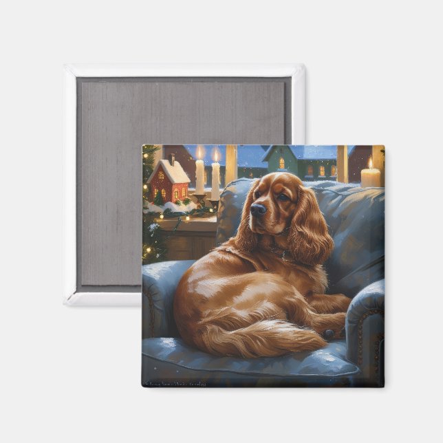 Cocker Spanska med jul Ljus Helgdag Magnet (Front/Back)