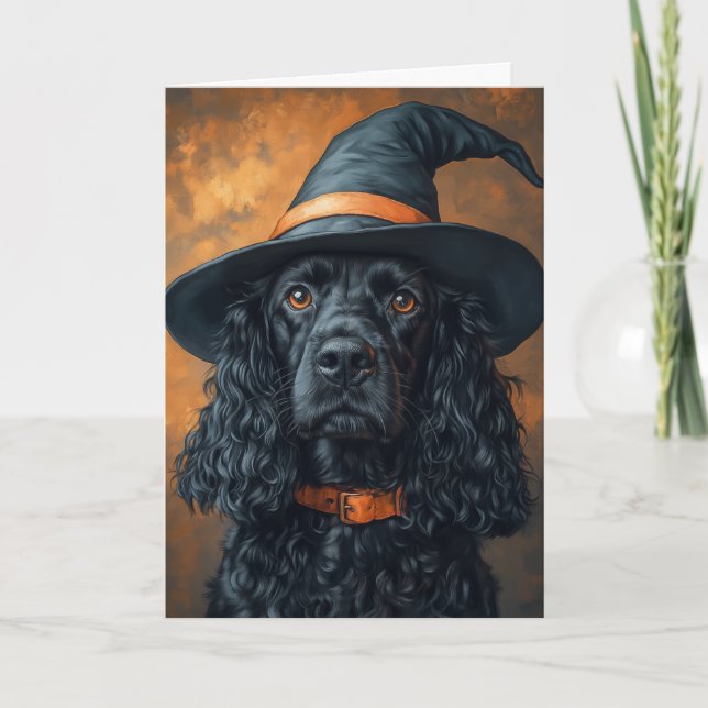 Cocker Witch Halloween Helgkort (Framsida)
