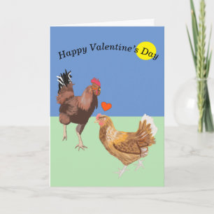 Cockerel och Chicken Funny Valentine Helgkort