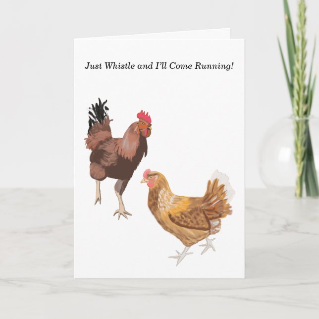 Cockerel och Chicken Valentine Helgkort (Framsida)