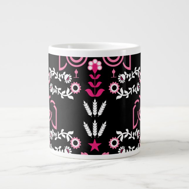 Cockerel Scandinavian Folk Art Jumbo Mugg (Framsidan)