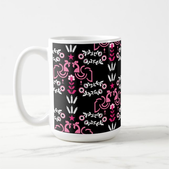 Cockerel Scandinavian Folk Art Kaffemugg (Vänster)
