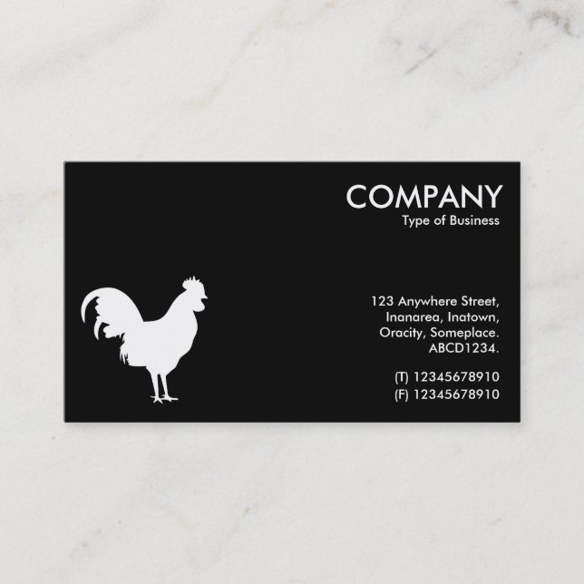 Cockerel Symbol - vit på svart Visitkort (Framsida)