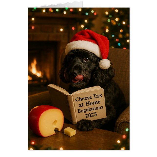 Cockerpoo 'Cheese Tax' Christmas card Hälsningskort (Framsidan)