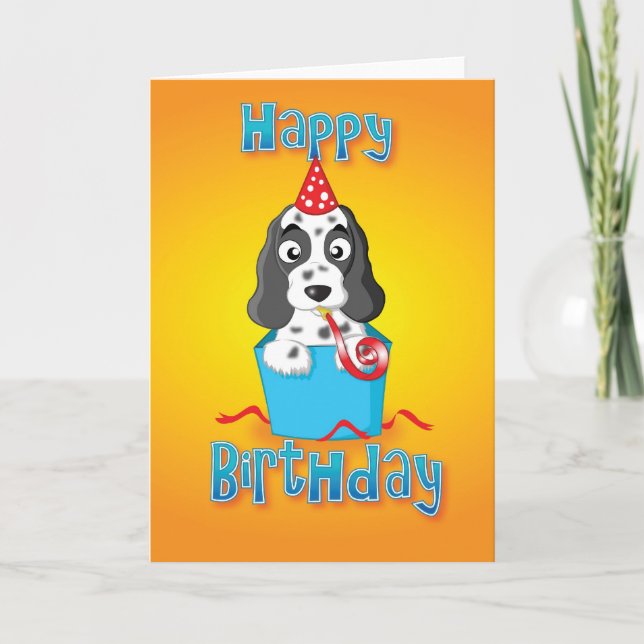 cockerspanielspaniel - boxas - grattis på kort (Framsida)